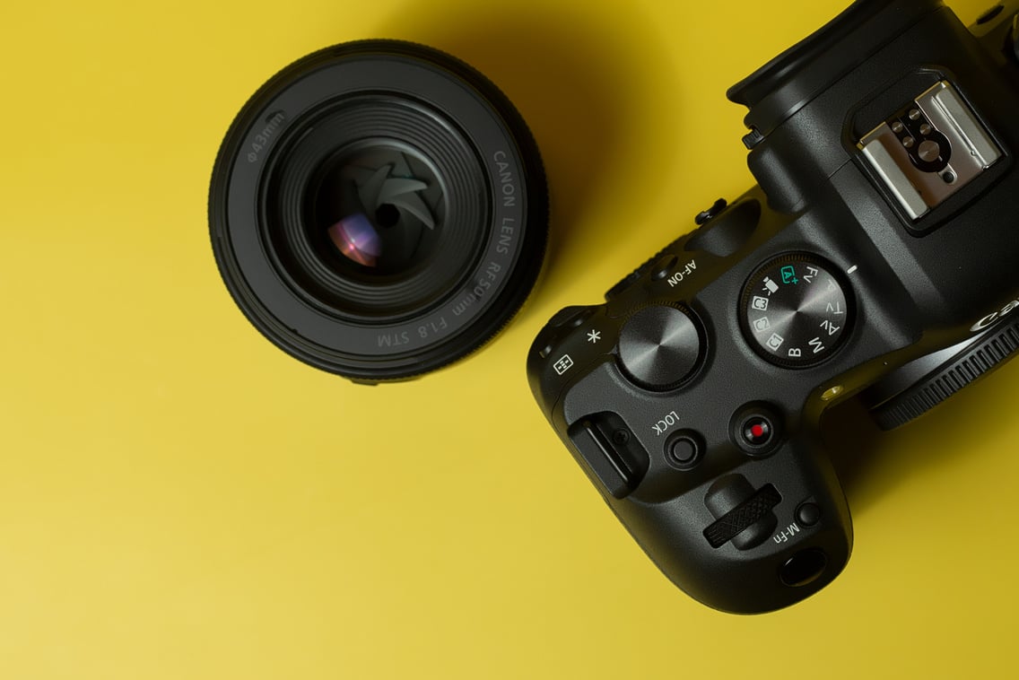 A Close-Up Shot of a Mirrorless Camera